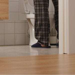 leg shot of person urinating