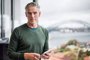 A man with a urethral stricture looking at the camera